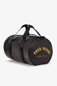 Fred Perry Black & Gold Tonal Barrel Bag