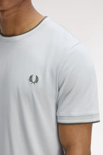 Load image into Gallery viewer, Fred Perry Dusky Blue Twin Tipped Cuff top
