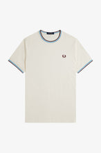Load image into Gallery viewer, Fred Perry Ecru T-Shirt with Oxblood and Blue Twin Tipping
