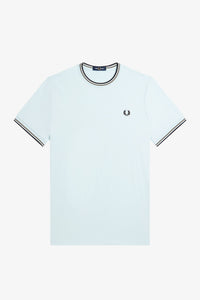 Fred perry Twin Tipped t-shirt, Ice Blue with Navy and Black Tipping