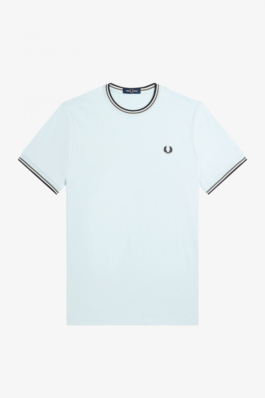 Fred perry Twin Tipped t-shirt, Ice Blue with Navy and Black Tipping