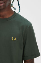 Load image into Gallery viewer, Fred Perry Court Green Ringer t-shirt with Gold Laurel detailing
