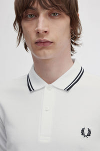 Fred Perry Polo Snow White With Black Twin Tipping