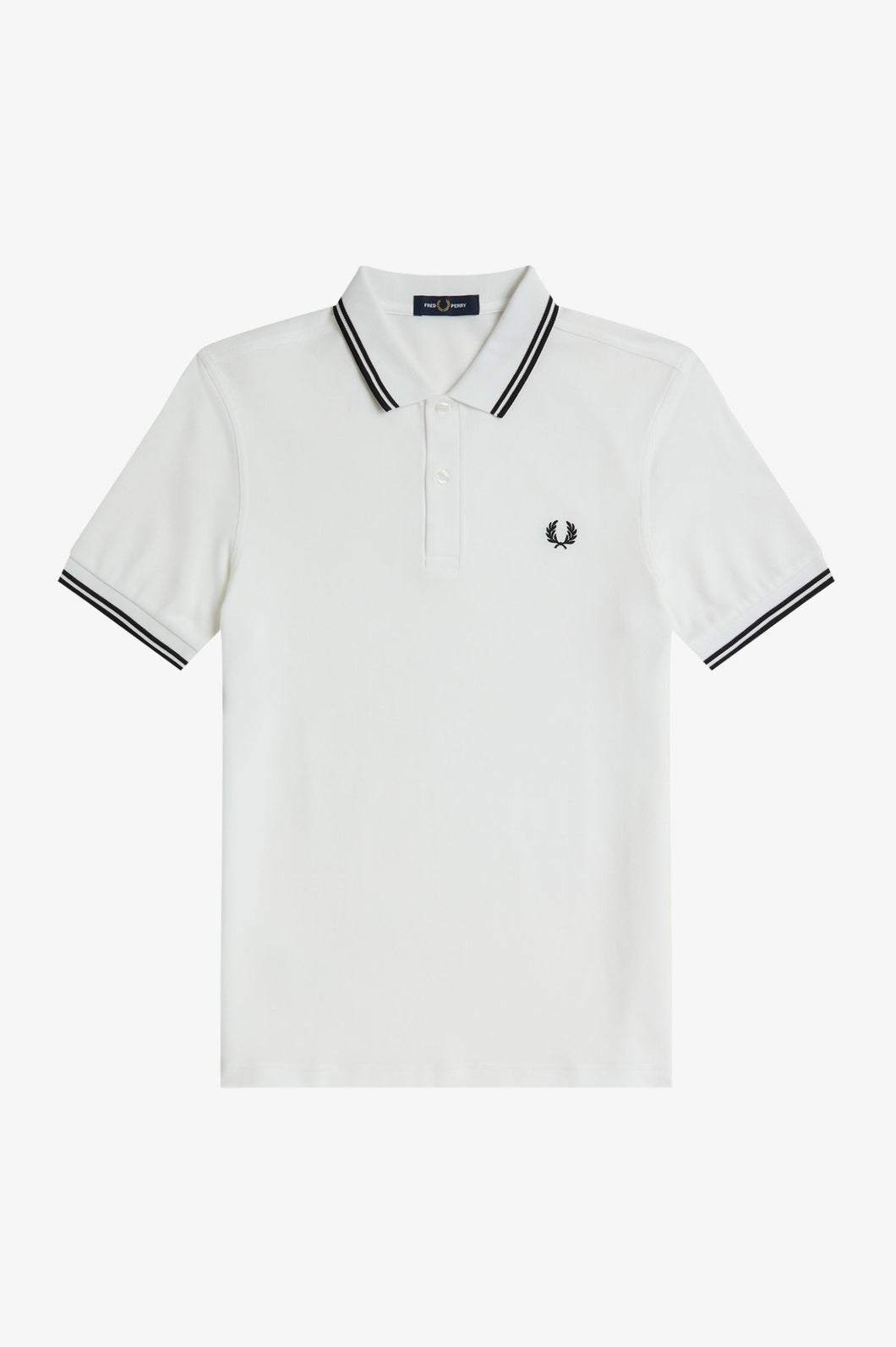 Fred Perry Polo Snow White With Black Twin Tipping