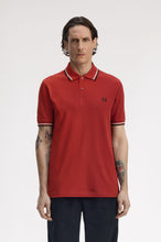 Load image into Gallery viewer, Fred Perry Burnt Red Polo with Black and Ecru Tipping
