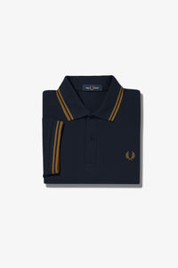 Fred Perry Polo Navy with Caramel Twin Tipping