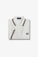 Load image into Gallery viewer, Fred Perry Snow White Polo with Light Rust and Black Twin Tipping
