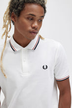 Load image into Gallery viewer, Fred Perry Snow White Polo with Light Rust and Black Twin Tipping
