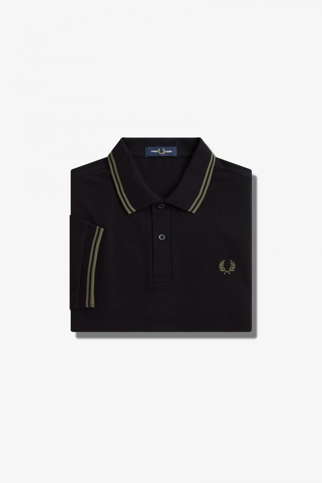Fred Perry Black Polo with Field Green Twin Tipping