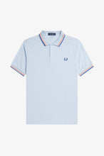 Load image into Gallery viewer, Fred Perry Sky Blue Polo with Coral and Cobalt Tipping
