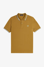 Load image into Gallery viewer, Fred Perry Dark Caramel Polo with White and Silver Blue Twin Tipping
