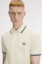 Load image into Gallery viewer, Fred Perry Ecru Polo with Soft Blue and Carrington Brick Twin Tippping
