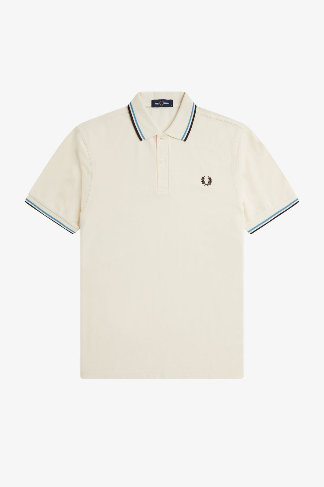 Fred Perry Ecru Polo with Soft Blue and Carrington Brick Twin Tippping