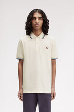 Load image into Gallery viewer, Fred Perry Ecru Polo With Oxblood and Blue Twin Tipping
