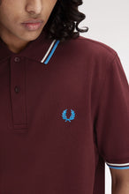 Load image into Gallery viewer, Fred Perry Oxblood Polo with White and Blue Twin Tipping
