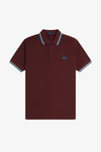 Fred Perry Oxblood Polo with White and Blue Twin Tipping