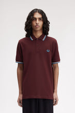 Load image into Gallery viewer, Fred Perry Oxblood Polo with White and Blue Twin Tipping
