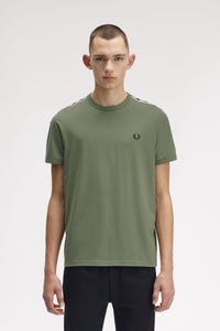 Fred Perry Green and Black Tape Ringer T-Shirt
