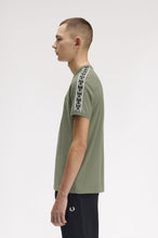 Load image into Gallery viewer, Fred Perry Green and Black Tape Ringer T-Shirt
