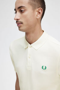 Fred Perry Polo Shirt in Ecru with Emerald Green Laurel detailing