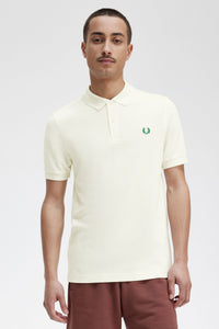 Fred Perry Polo Shirt in Ecru with Emerald Green Laurel detailing