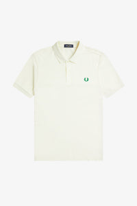 Fred Perry Polo Shirt in Ecru with Emerald Green Laurel detailing