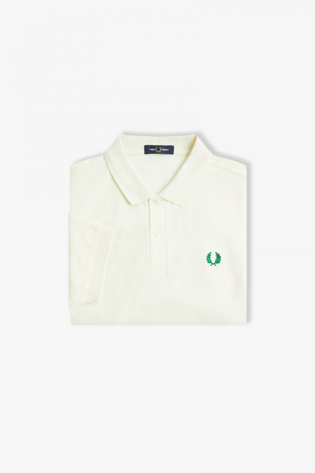 Fred Perry Polo Shirt in Ecru with Emerald Green Laurel detailing