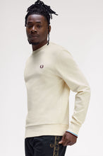 Load image into Gallery viewer, Fred Perry Ecru Sweatshirt with Oxblood and Blue Detail
