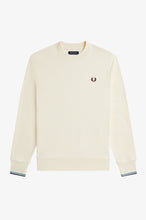 Load image into Gallery viewer, Fred Perry Ecru Sweatshirt with Oxblood and Blue Detail
