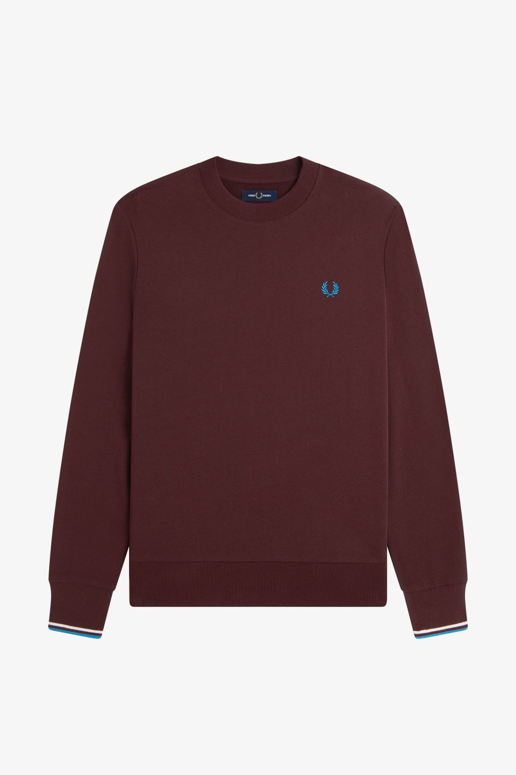 Fred Perry Oxblood Sweatshirt with White and Blue Detail