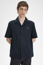 Load image into Gallery viewer, Fred Perry Navy Pique Textured Revere Collar Shirt
