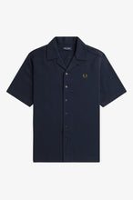 Load image into Gallery viewer, Fred Perry Navy Pique Textured Revere Collar Shirt
