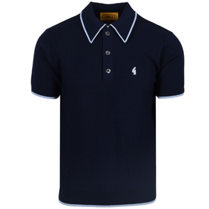 Gabicci Navy Malcolm Short Sleeve Knit withSky Blue Sinlge Tip.  (Free postage, Ireland Only)