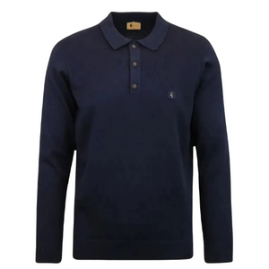 Gabicci Navy Francesco Long Sleeve Polo.