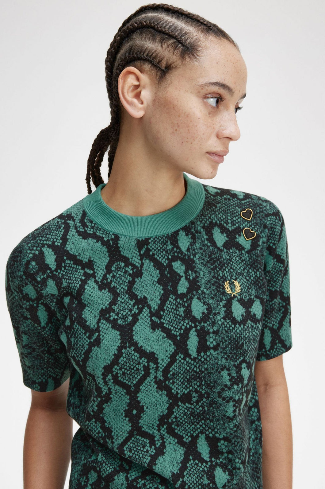 Fred Perry Ladies Amy Winehouse Green Snakeskin Print Knit