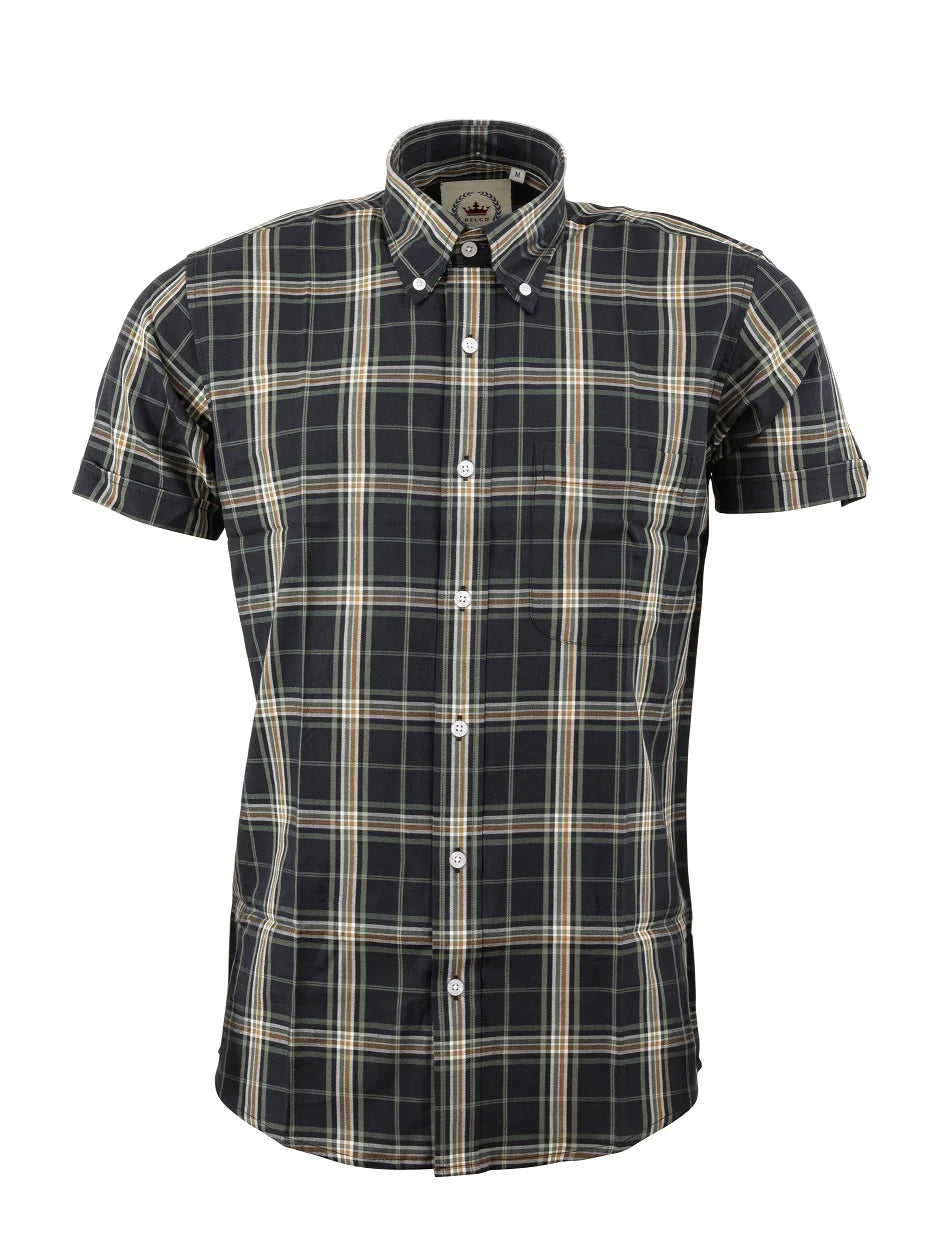 Relco Forest Green Check Short Sleeve Shirt CK 25