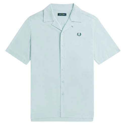 Fred Perry Woven Mesh Sky Blue Revere Collar Shirt