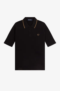 Fred Perry Ladies Ribbed Black Knit with Golden Brown Tip