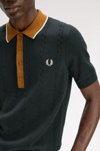 Load image into Gallery viewer, Fred Perry Night Green Cable Knit Top.
