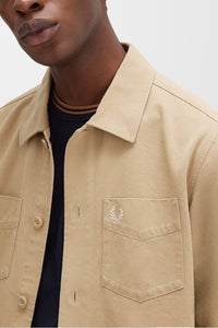 Fred Perry Overshirt - Warm Stone with White Laurel detailing