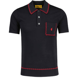 Gabicci Alexander Black Tipped Knitted Polo shirt.  (Free postage, Ireland Only)