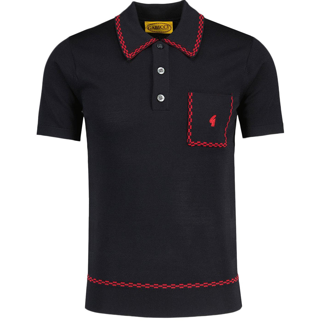 Gabicci Alexander Black Tipped Knitted Polo shirt.  (Free postage, Ireland Only)
