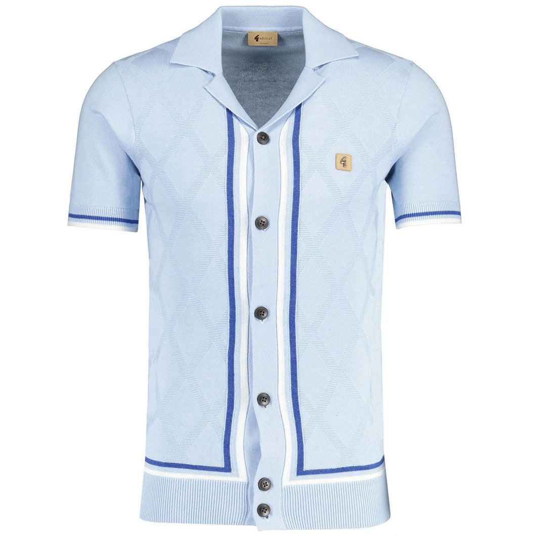 Gabicci Sky Blue Ross Button Thru Short Sleeve Knit.  (Free postage, Ireland Only)