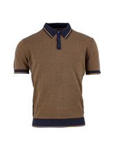 Load image into Gallery viewer, Relco Navy Dogtooth Knitted Polo
