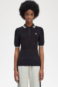 Fred Perry Ladies Black Knit with White and Grey Tipping