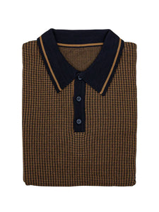 Relco Navy Dogtooth Knitted Polo