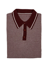 Load image into Gallery viewer, Relco Burgundy Dogtooth Knitted Polo
