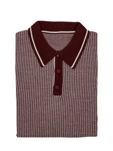 Relco Burgundy Dogtooth Knitted Polo