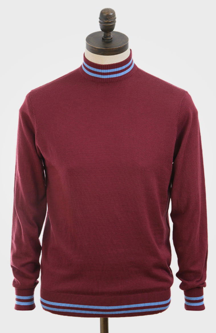 Art Gallery Clothing Haye Burgundy Knitted Turtlekneck with Sky Tipping