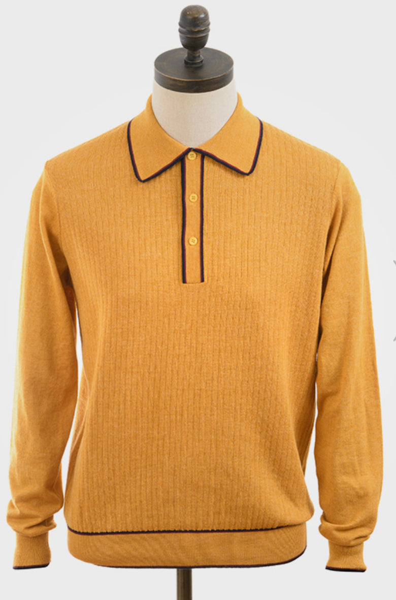 Art Gallery Clothing Isley Mustard tipped Knitted Polo